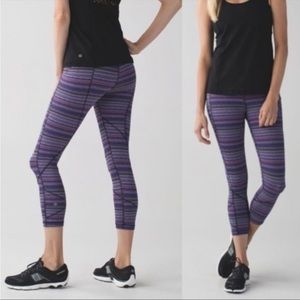 Lululemon Pace Rival Crop Space Dye Twist Ultra Violet/Naval Blue Leggings Sz 4